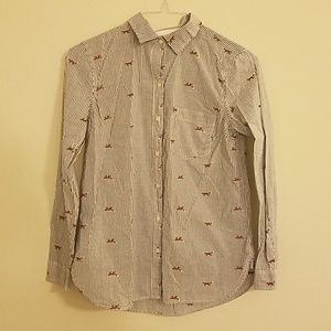 Fox print button down shirt